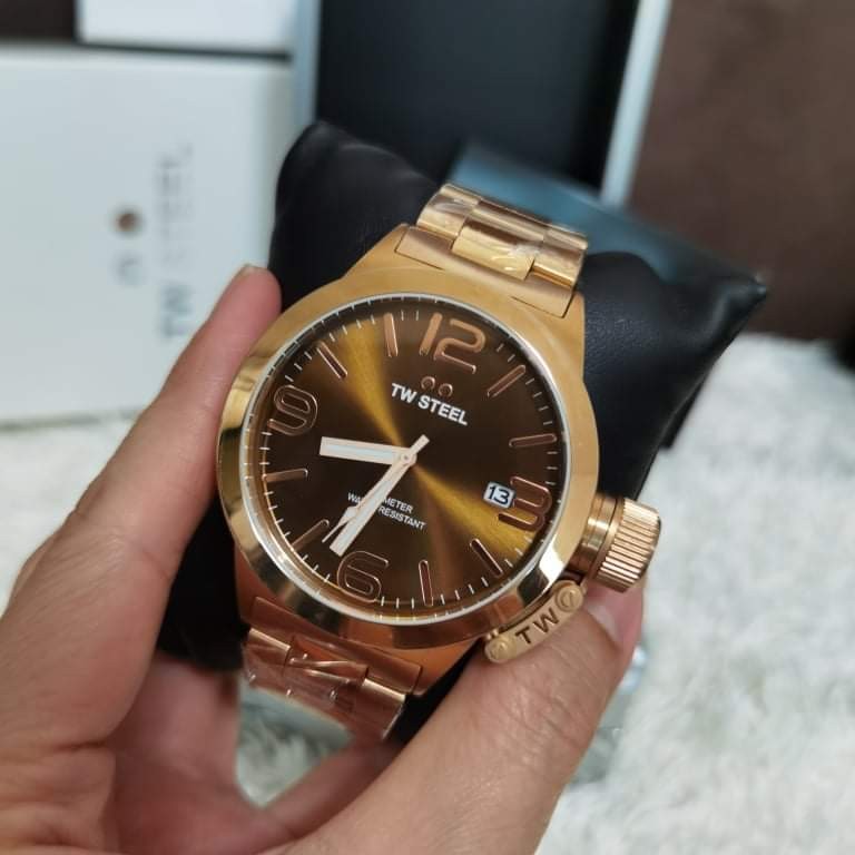 TW Steel Men Brown 45mm Dial Stainless Steel Band Watch CB191