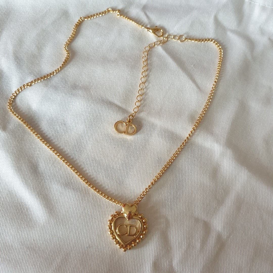 100 Authentic Vintage Repurposed Mini Christian Dior CD Gold Necklace   vintagedesignerco