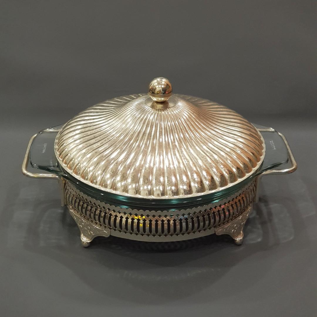Vintage silverplated elegant casserole set with dome cover and table