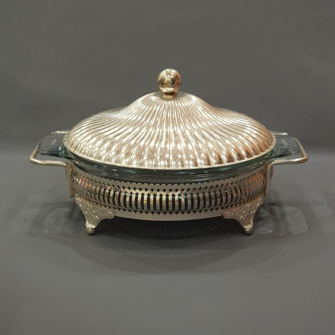 Vintage silverplated elegant casserole set with dome cover and table
