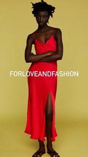 Viviana Red Buttoned Midi Dress