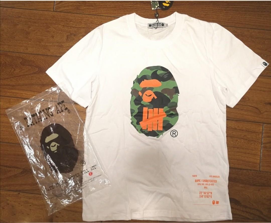 L&XL)Undefeated Bape Tee White Orange, 男裝, 上身及套裝, T-shirt