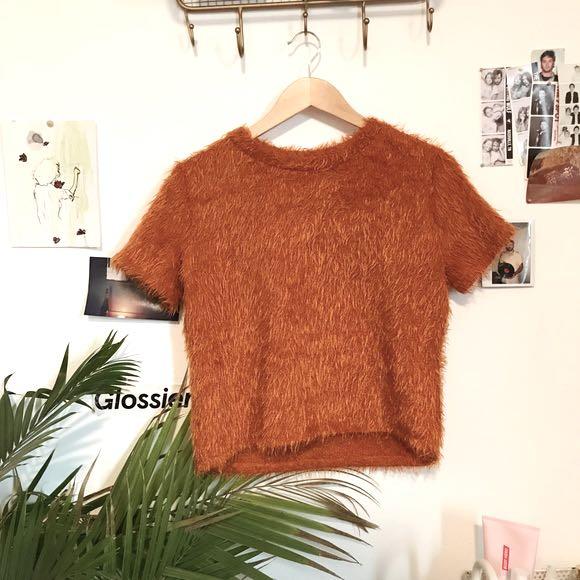 Zara fuzzy hotsell crop top