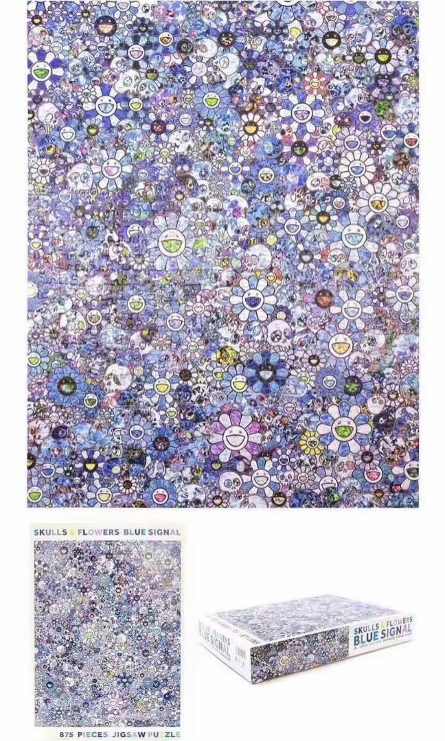 村上隆- 875片Puzzle ~ 藍色花與骨, 興趣及遊戲, 玩具& 遊戲類- Carousell