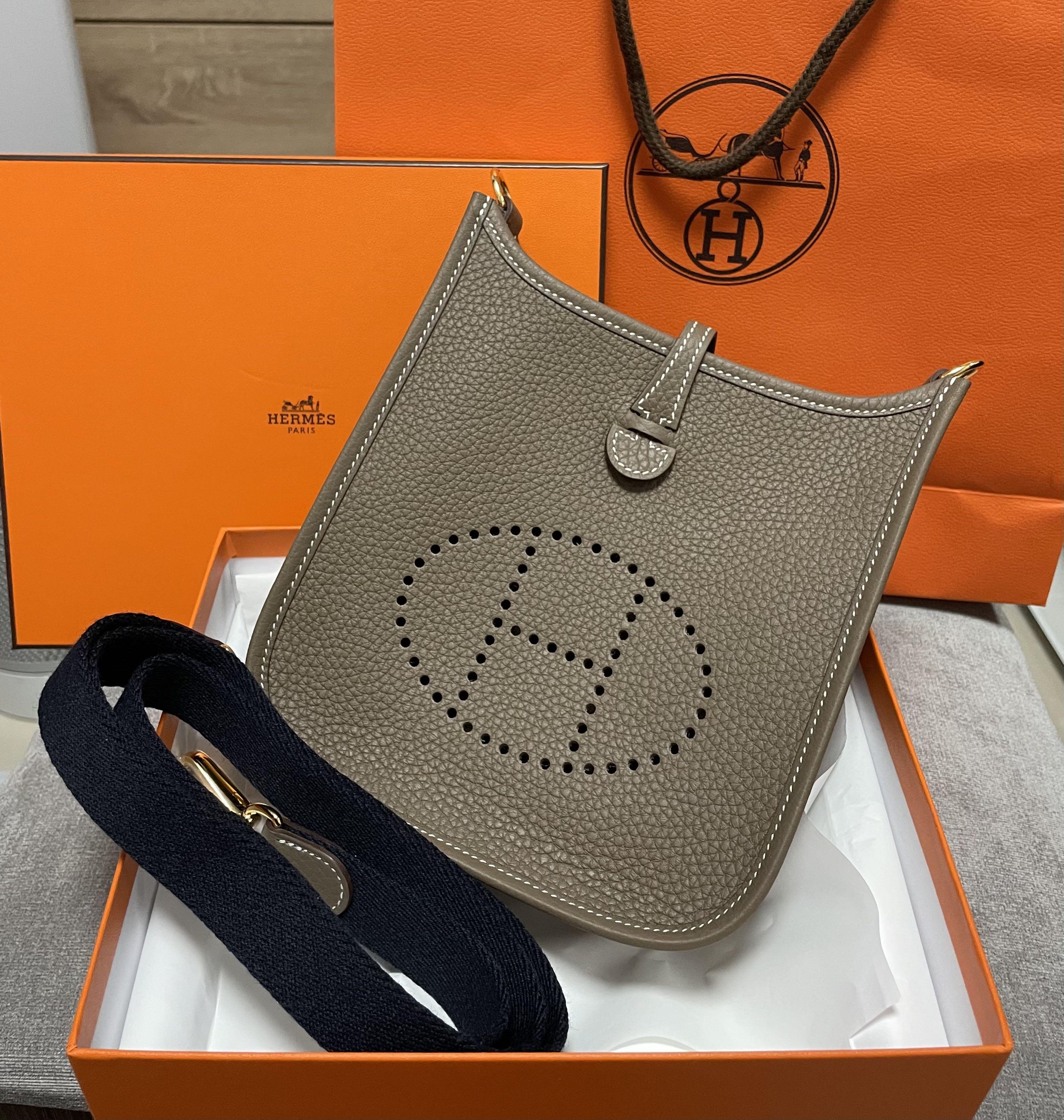 Hermes Evelyne 16 Stamp Z Mini Evelyne etoupe blue indigo