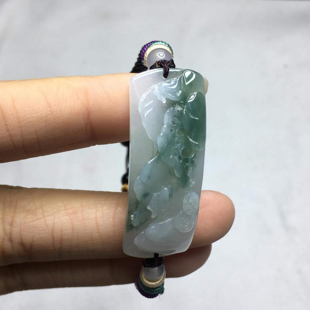 天然翡翠A級 手工細密雕 山水紋 吊墜 根付 裝身具 希少貴重 天然翡翠冰糯種吊墜山水雕刻玉石吊墜男女適用玉墜項鍊緬甸