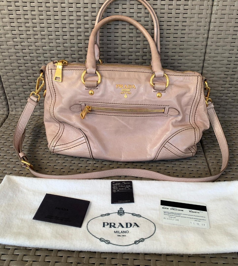 Authentic Prada Vitello Shine 2-way Satchel