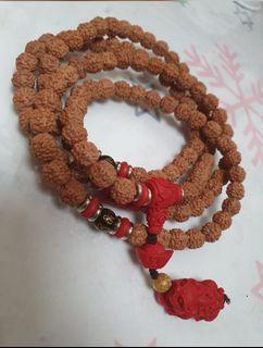 B 28 印尼爆肉小疙瘩金刚菩提子108颗念珠，Vajra bodhi prayer beads(+cannabar Pi Qiu