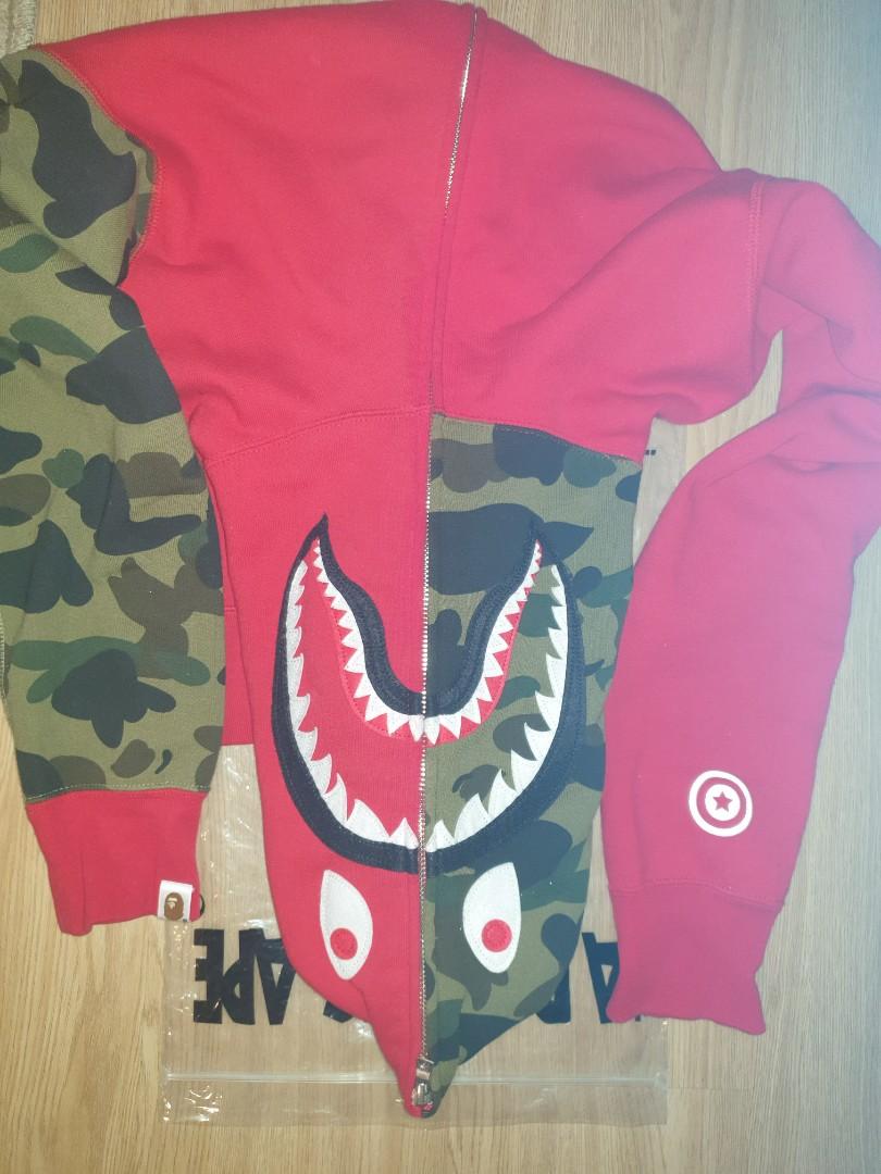 Red and green hotsell camo bape hoodie