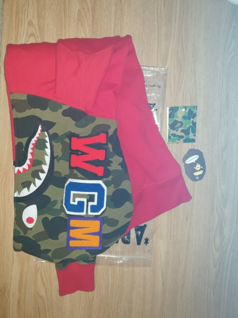 Fake red online bape hoodie