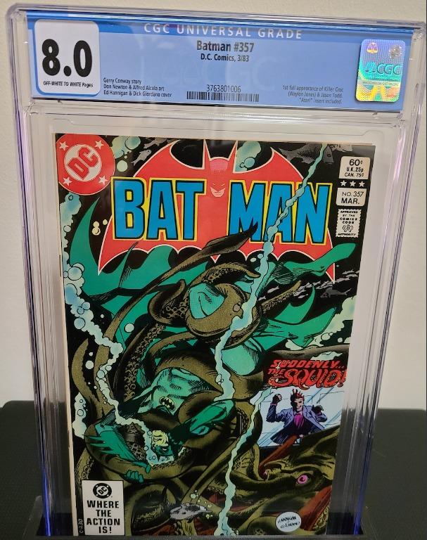 Batman #357 - CGC  VF - Key Book: First app of Jason Todd. cameo  appearance of Killer Croc, Hobbies & Toys, Memorabilia & Collectibles, Fan  Merchandise on Carousell