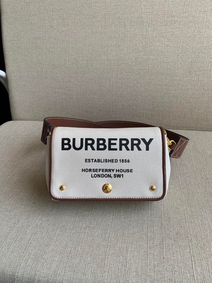 Burberry Canvas Check Hackberry Crossbody Bag Soft Fawn