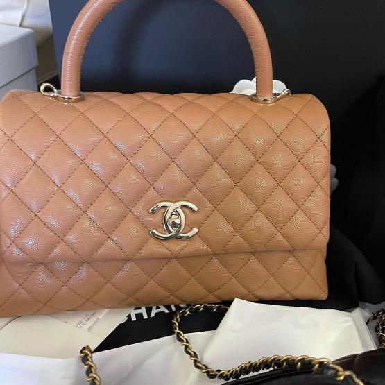 Chanel Mini/Small Coco Handle 21A Light Pink Quilted Caviar with light gold  hardware