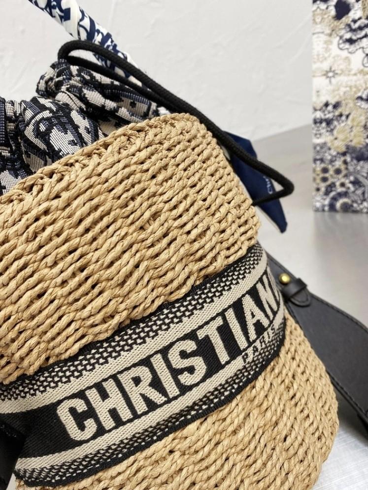 Dior straw bucket bag, Women's Fashion, Bags & Wallets, Crossbody Bags