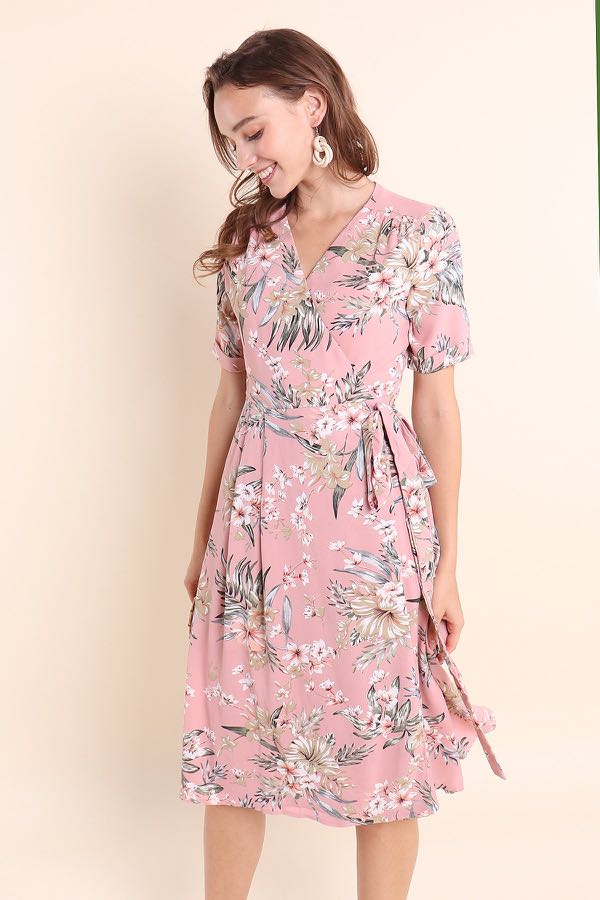 tie wrap midi dress