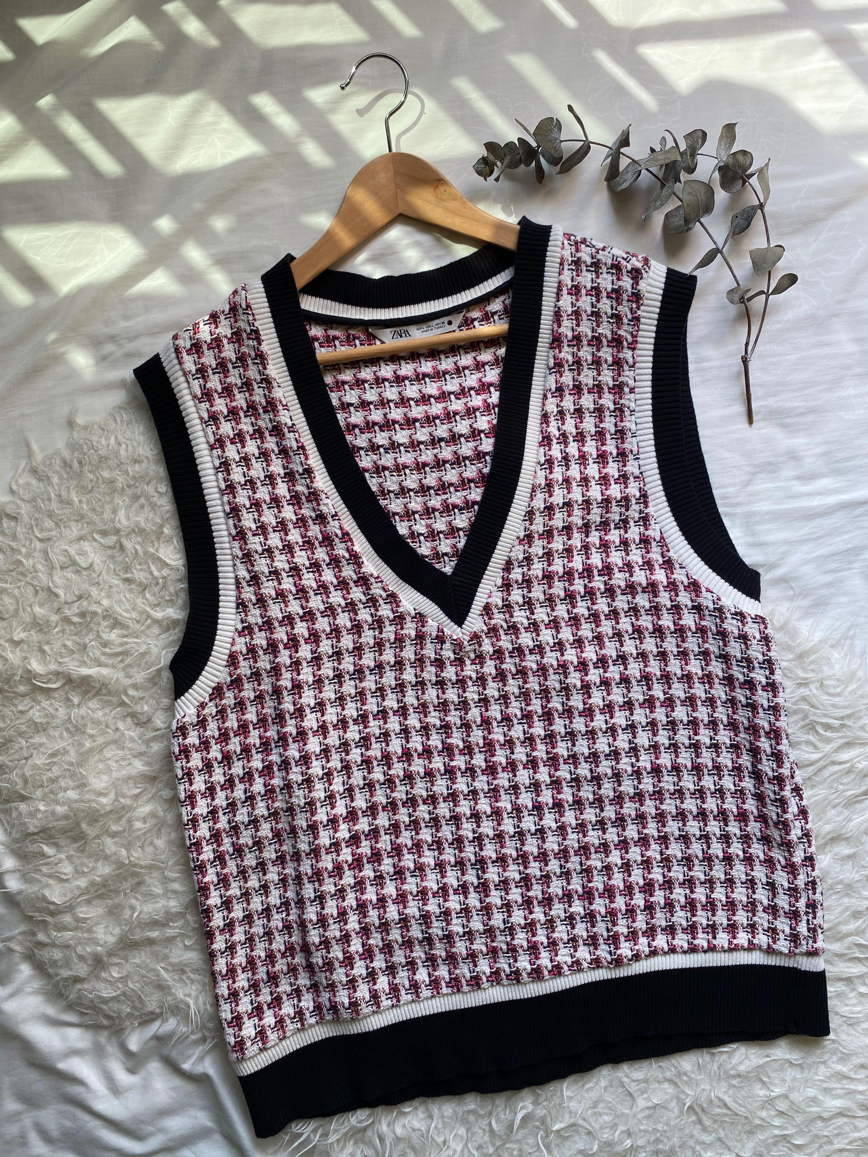 zara tweed vest