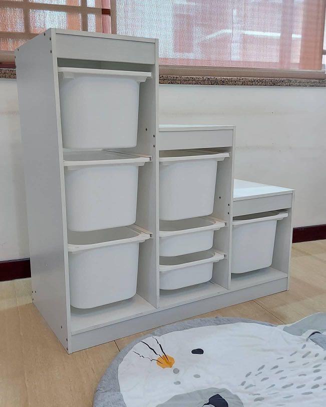 Ikea Inspired Trofast Ladder Storage with 7 Bins (Category: Shelves, Cabinets & Racks) located in Cainta. Submitted by glyzah26 (Listing ID 1082615164, Image 1). Description: Ikea Inspired Trofast Ladder Type Storage with 7 Bins Material : MDF Laminated Wood Color : White only Item Code : 921-B Size : 97*44*97 cm Price : P4100.