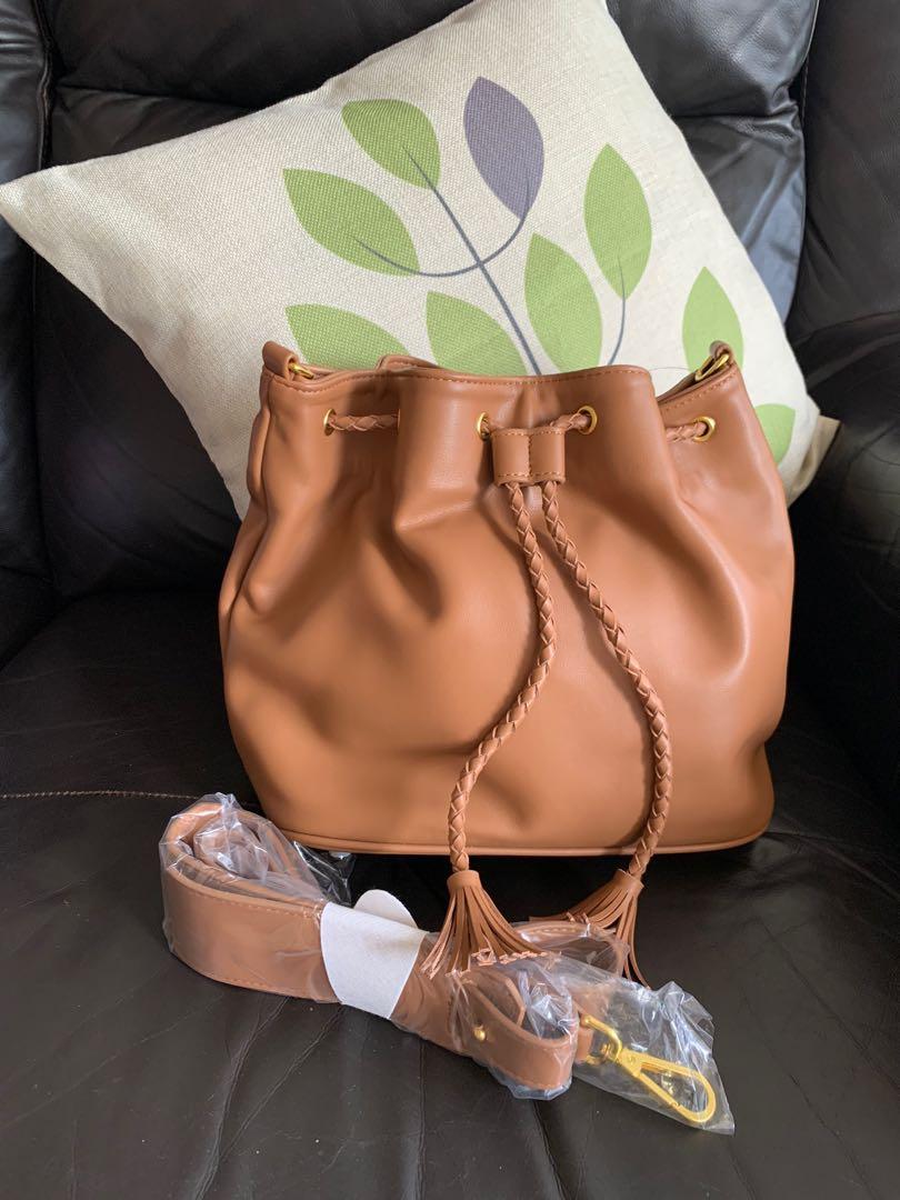 Luxury soft leather bucket bag