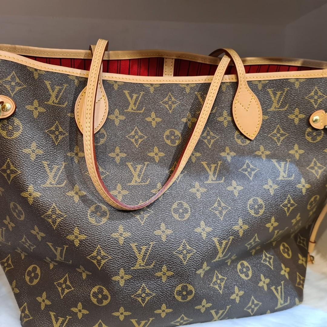 LV Neverfull Cherry Lining MM Tote Bag, Luxury, Bags & Wallets on Carousell
