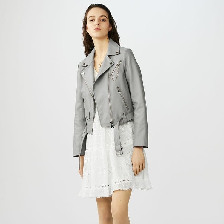Maje bassung leather jacket store