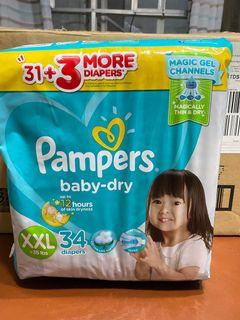 PAMPERS TAPED XXL 34pcs (4 bags available)