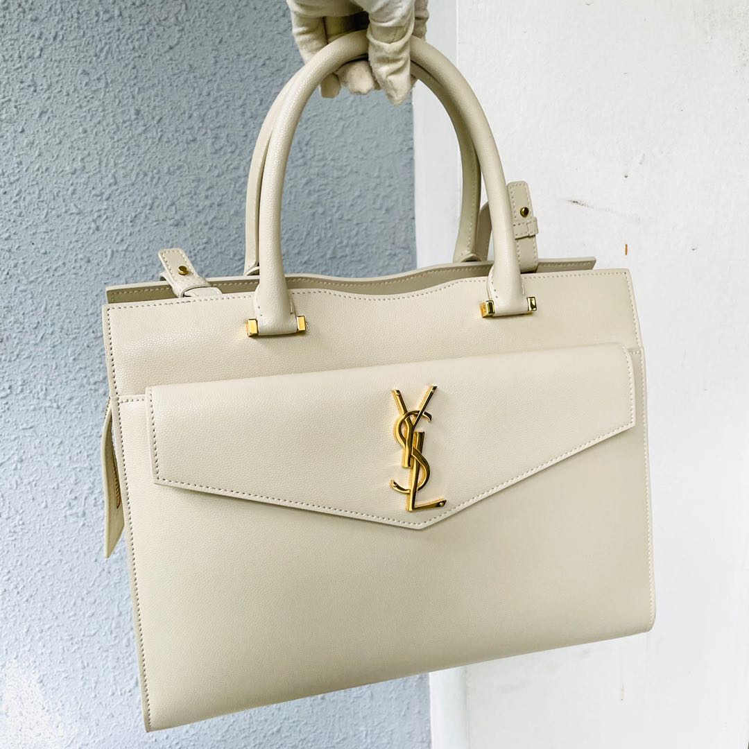 YSL Vintage Blanc Uptown Medium Tote Large Bag – The Closet