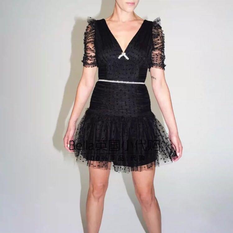 knee length dresses for ladies Self-Portrait Polka Dot Mini Dress in BLACK. Size US 0/ UK 4 main image 0