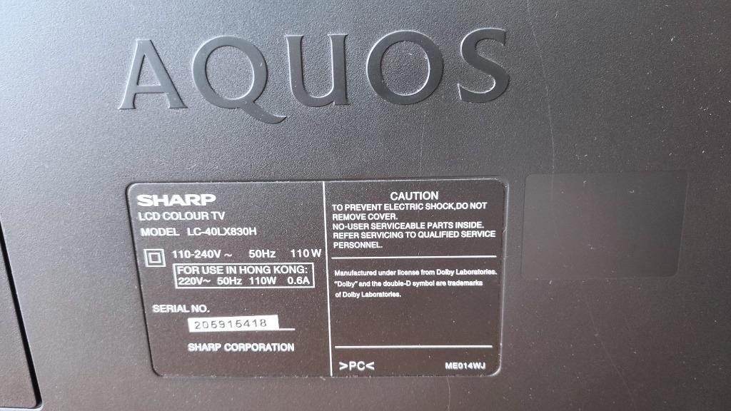 Sharp LCD TV LC40LX830H, TV & Home Appliances, TV & Entertainment, TV