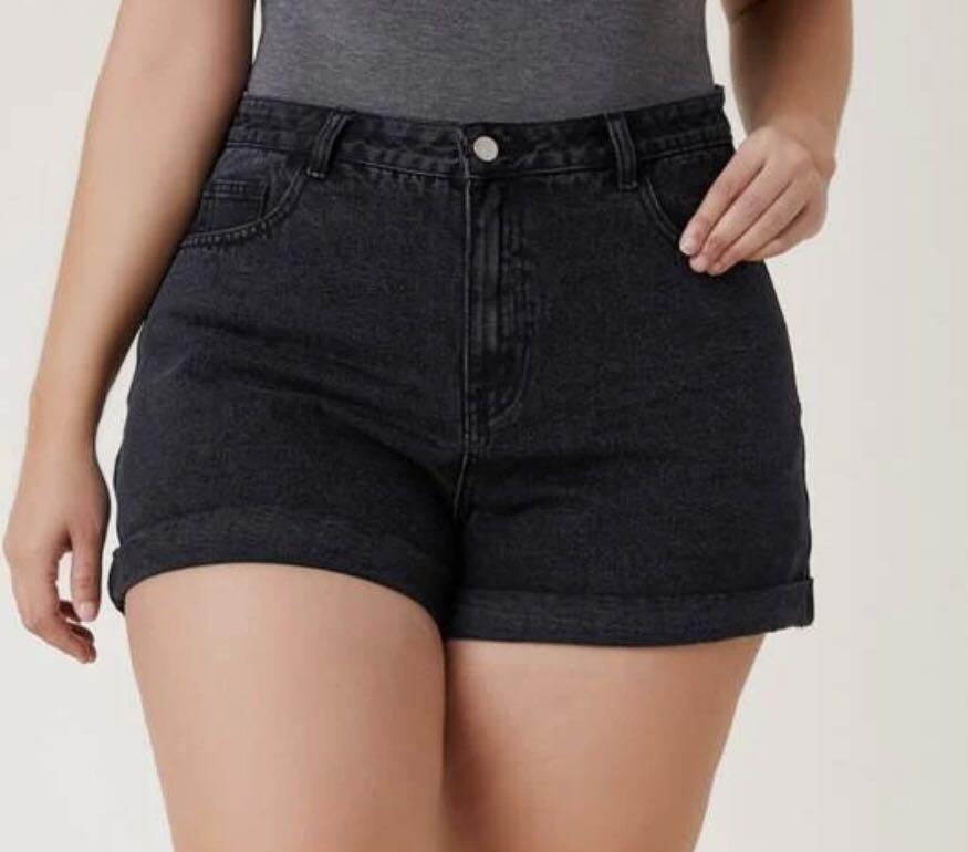 Plus size black denim shorts clearance