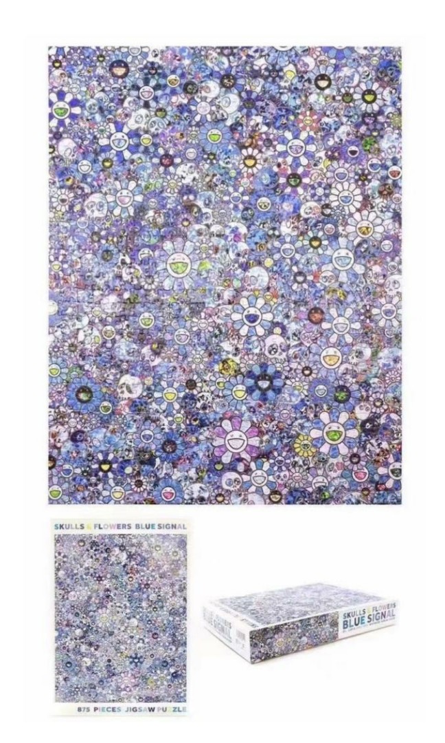 💀SKULL FLOWERS BULE SIGNAL💙 875 PIECES JIGSAW PUZZLE   by