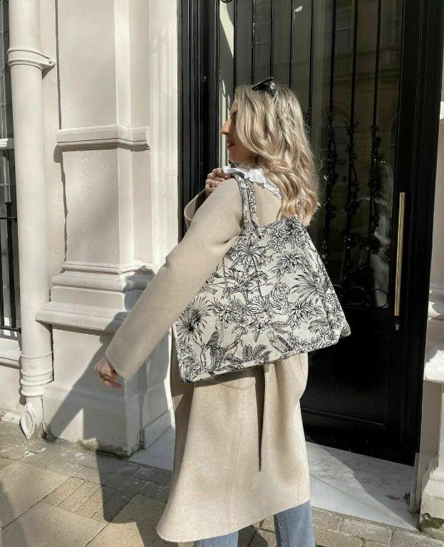 Jacquard weave top handbag