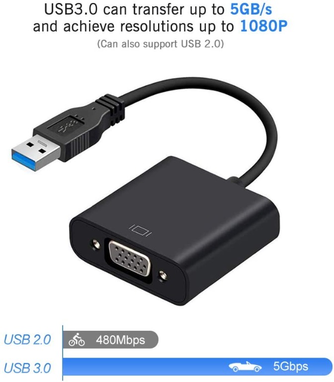 USB 3.0 to VGA Adapter, USB to VGA MultiDisplay Video Adapter