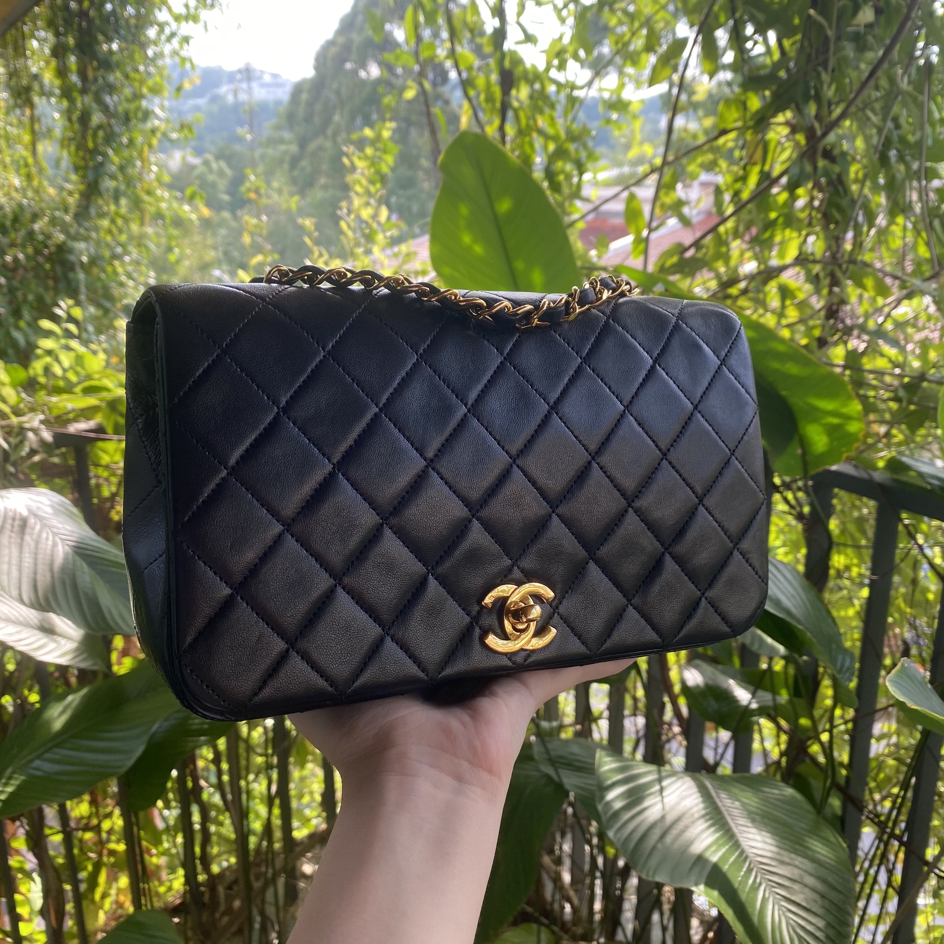 Vintage chanel small full flap black with ghw, Luxury, Bags