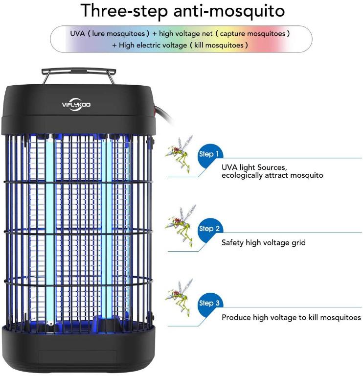 (W3) Viflykoo Insect Killer, Electric Insect Fly Zapper Bug Zapper 18W