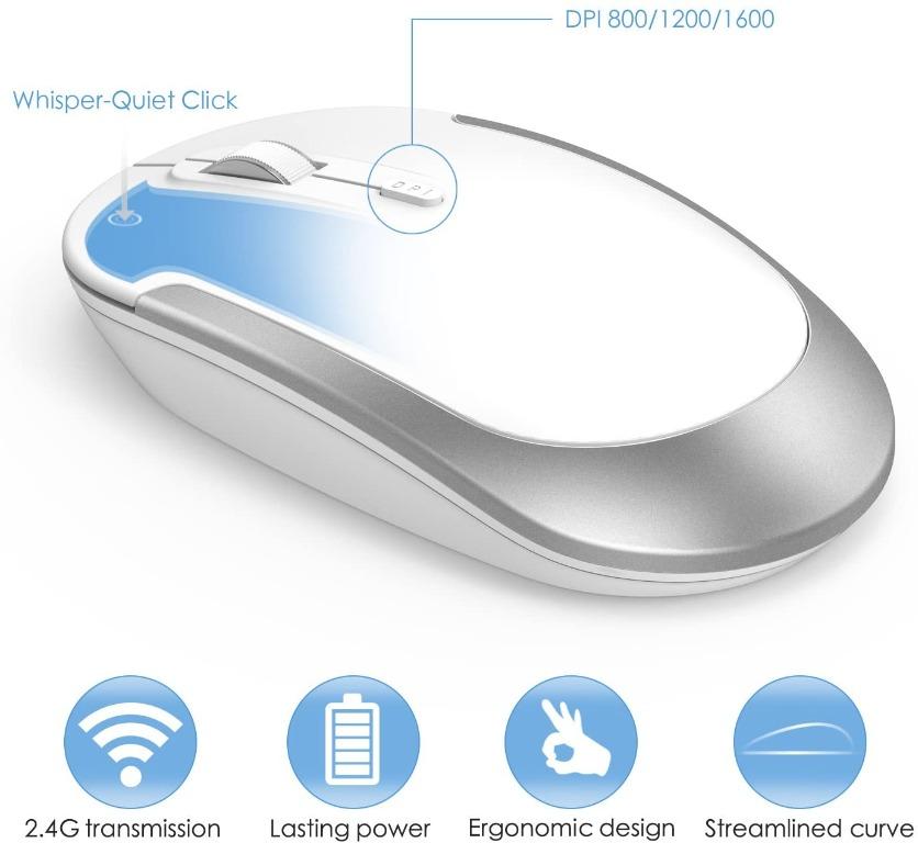 Wireless Keyboard and Mouse, Jelly Comb KUT019 2.4G Ultra Slim Compact