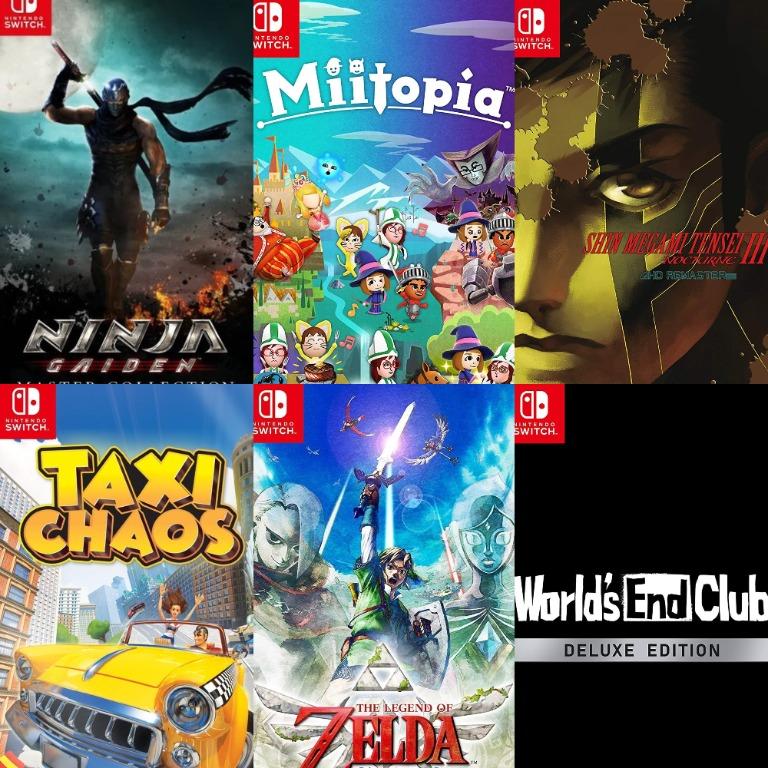 World S End Club Deluxe Edition Ninja Gaiden Master Collection The Legend Of Zelda Skyward Sword Shin Megami Tensei Iii Nocturne Hd Remaster Miitopia Taxi Chaos Video Gaming Video Games Nintendo On Carousell
