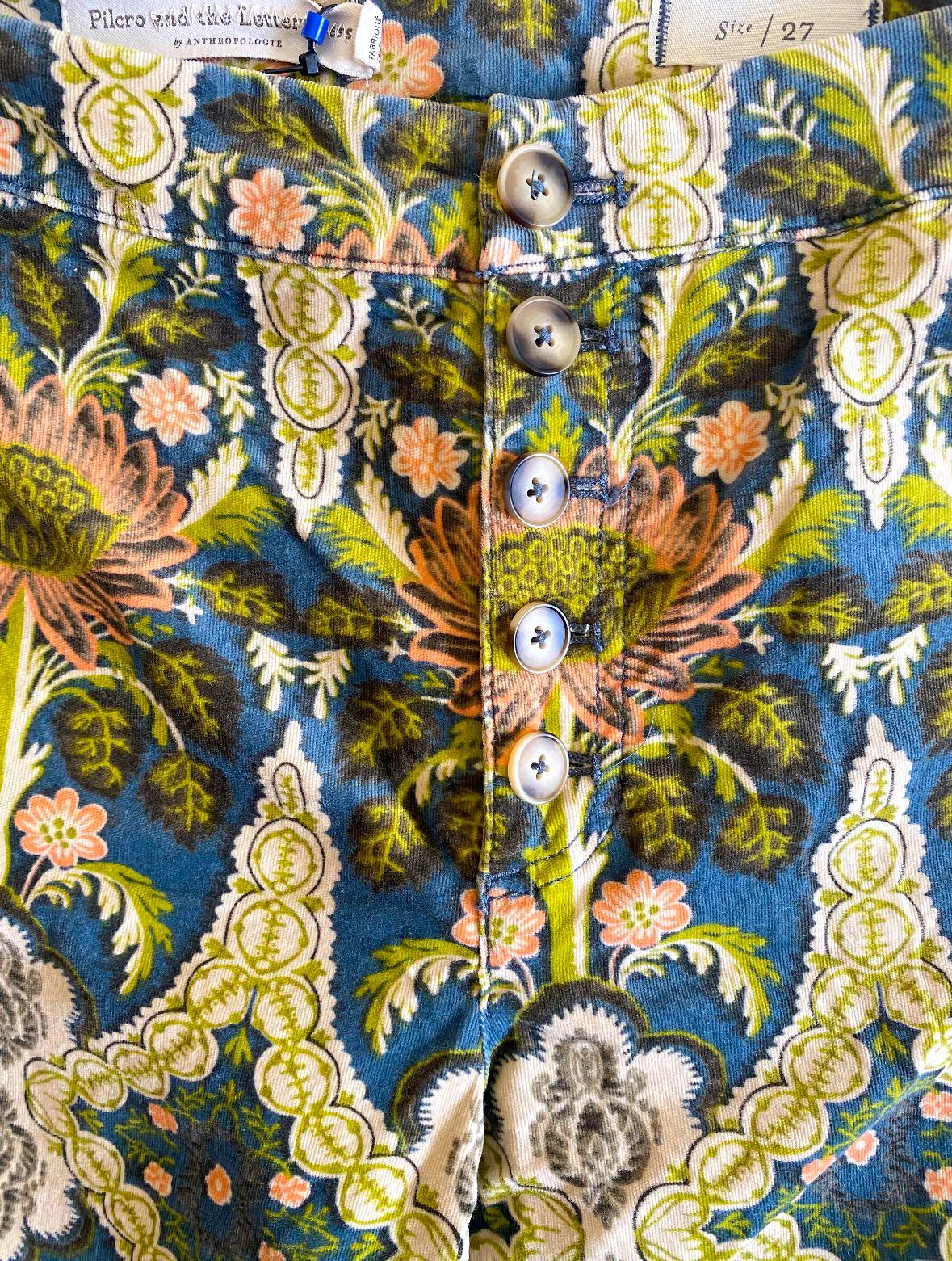 Anthropologie carpet pants (Category: Jeans) located in Manila. Submitted by jenosaur (Listing ID 1076707168, Image 3). Description: Anthropologie button fly carpet pants. Fits 26-28..