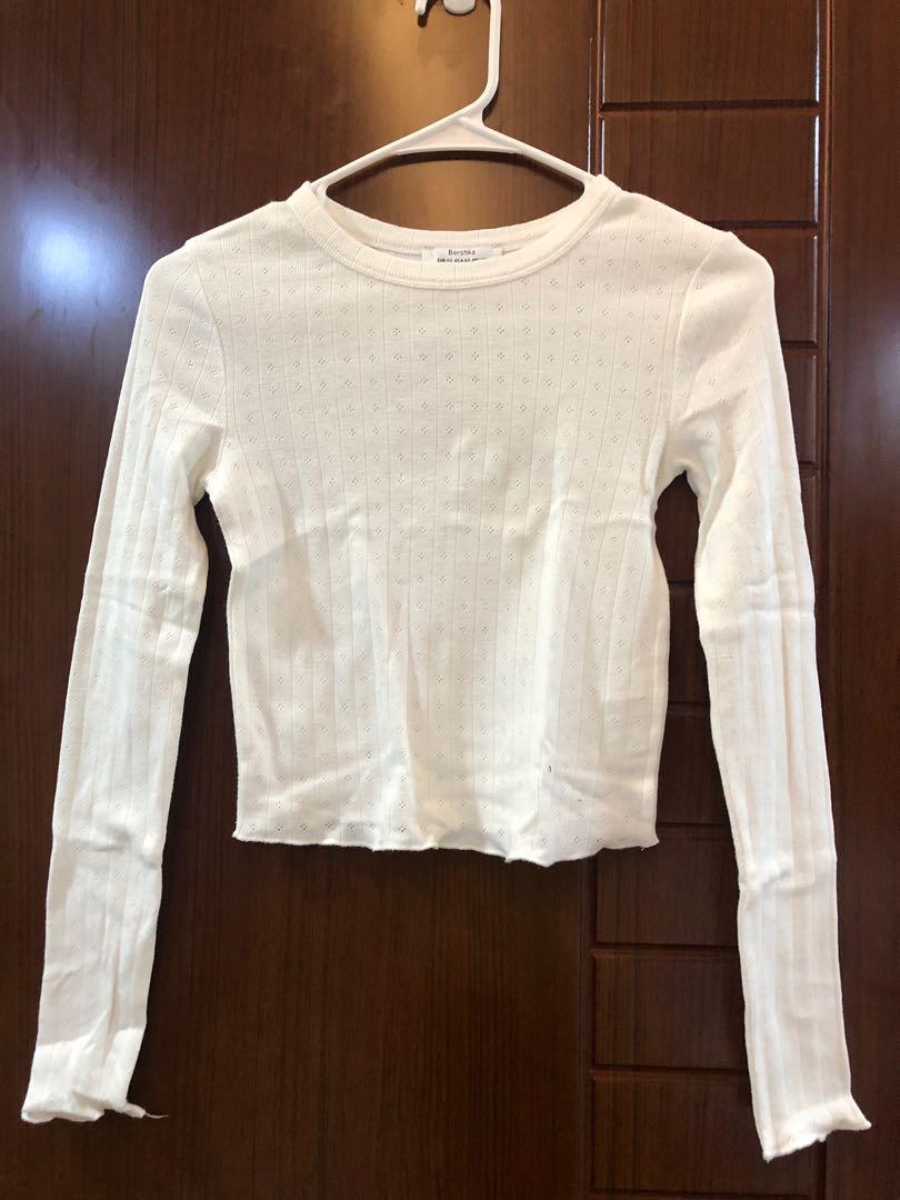 bershka white long sleeve top