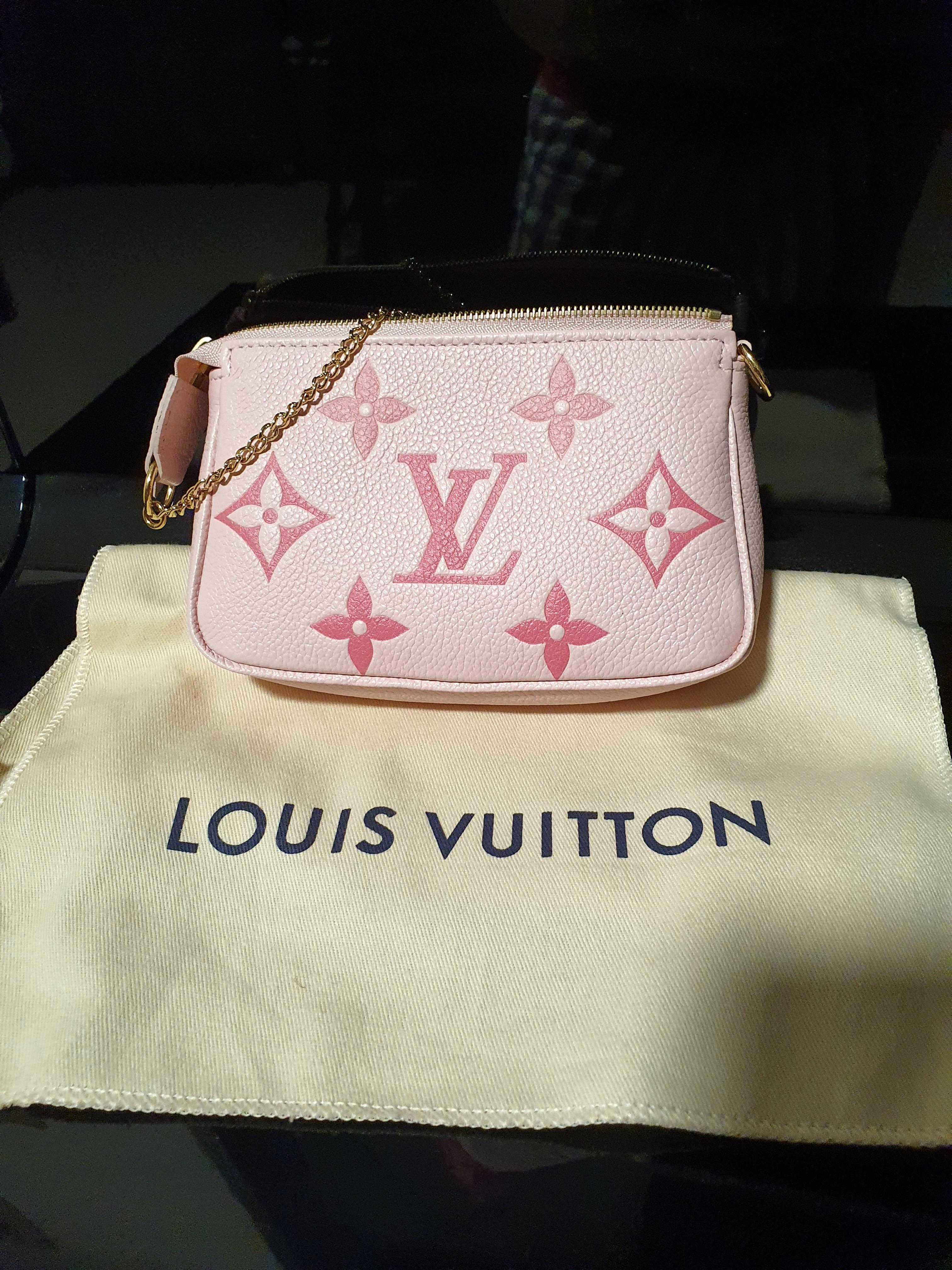 🔥NEW LOUIS VUITTON Mini Pochette Chain Wallet Monogram Pink By The Pool  RARE! 