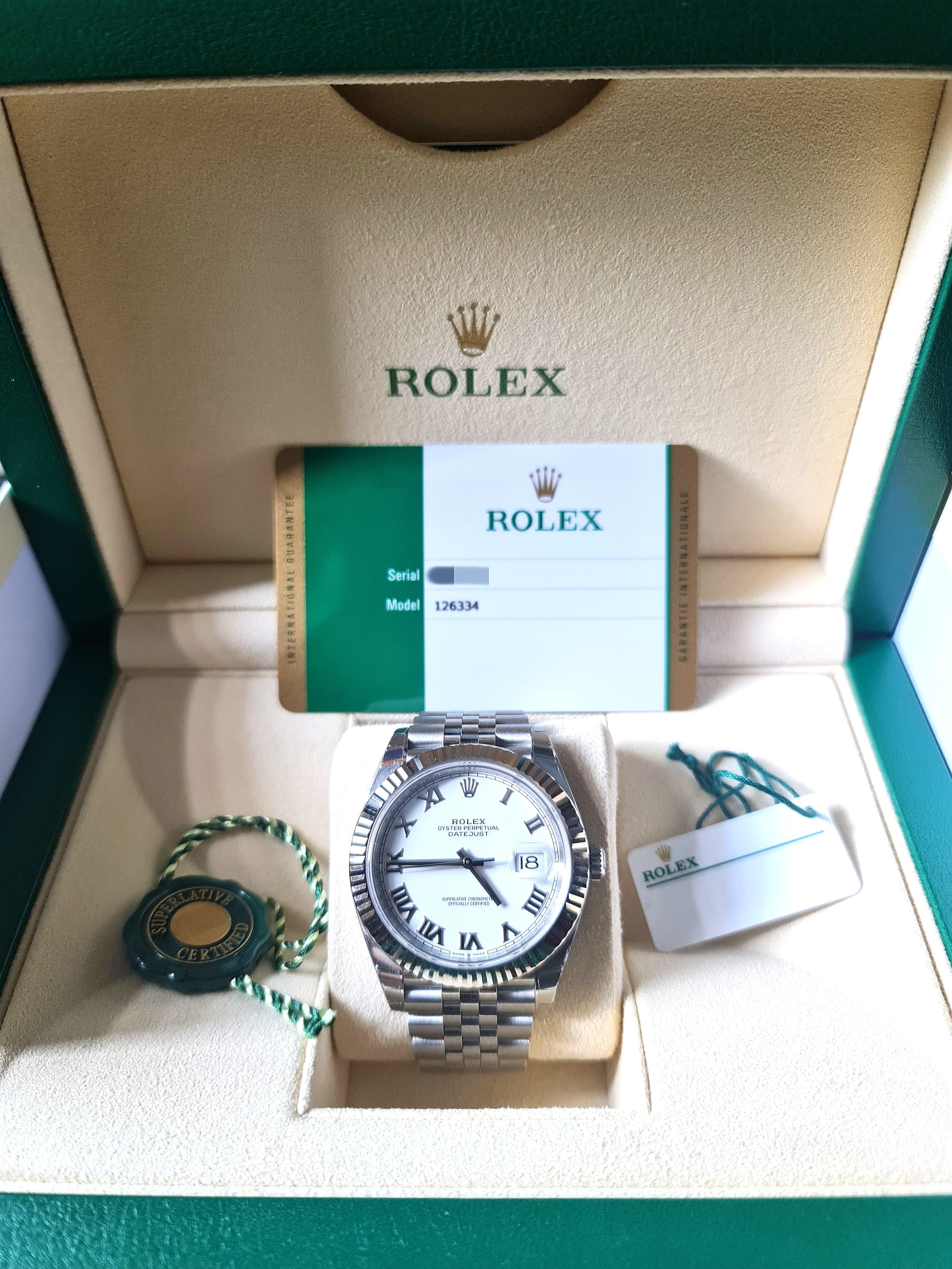 Brand New Rolex Oyster Datejust 41 126334 White Roman Dial