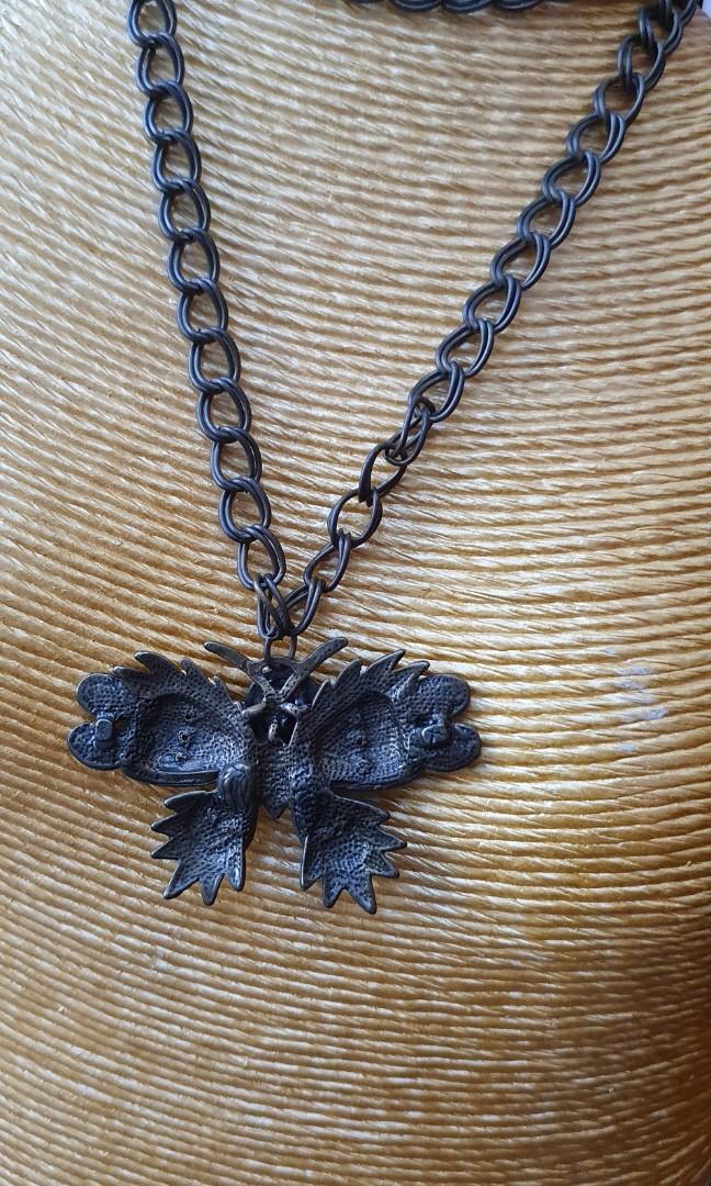 Brass necklace with butterfly pendant (Category: Necklaces) located in Taguig. Submitted by rochev (Listing ID 1079063926, Image 3). Description: Brand new brass necklace with butterfly pendant. The chain is 14 inches or 28 if full circumference. The pendant is 1.5 inch. #11sweldo.