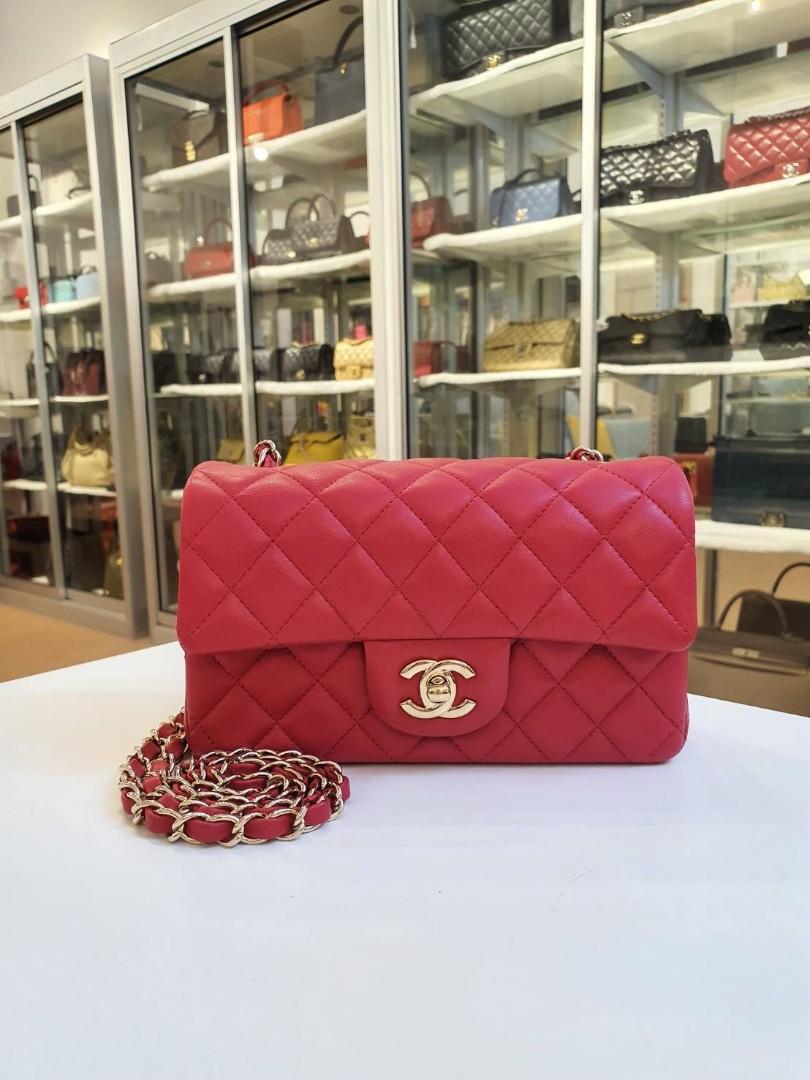 Mini flap bag, Lambskin, red — Fashion | CHANEL