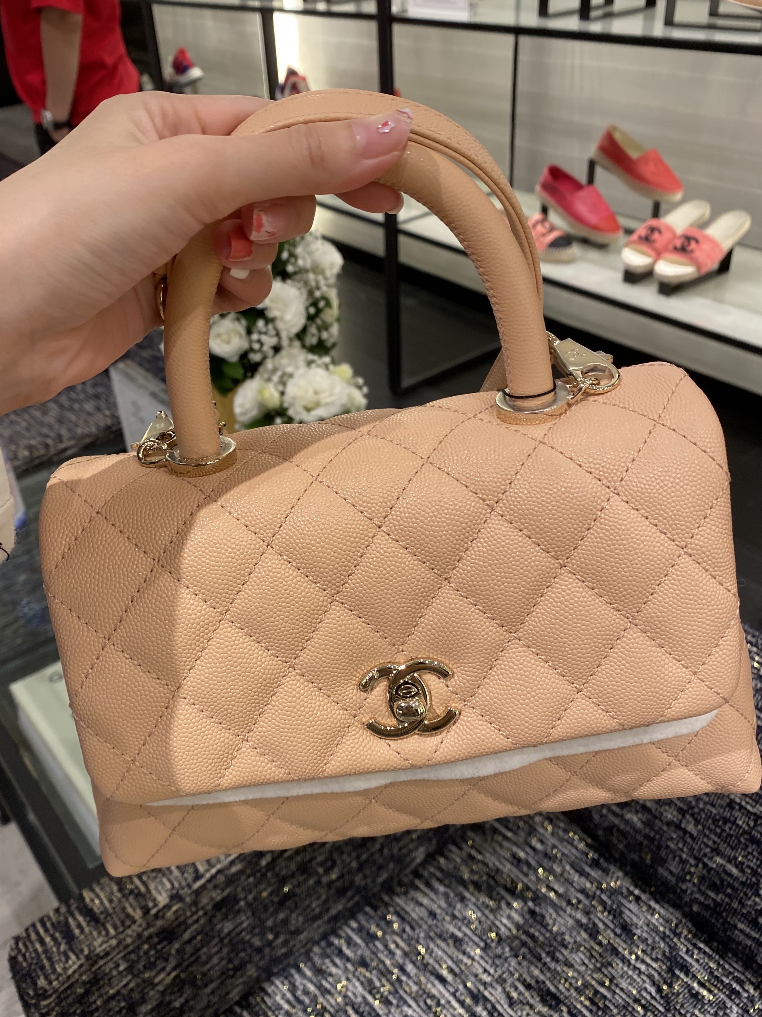 Chanel Light Pink Coco Handle (Small), Luxury, Bags & Wallets on Carousell