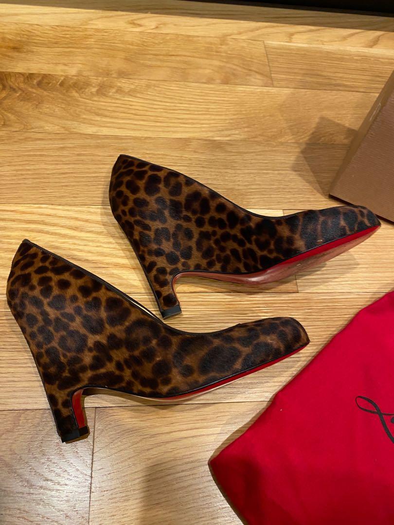 Christian louboutin leopard clearance wedges