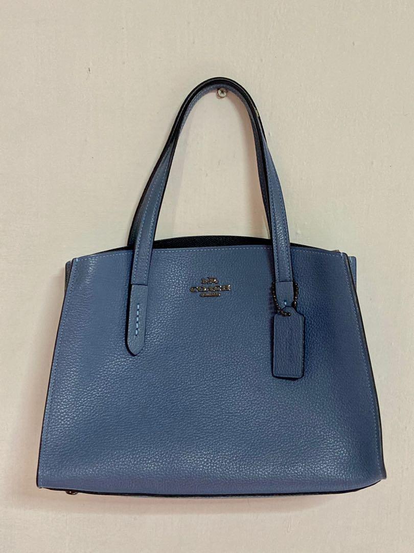 Coach Charlie 28 carryall tote bag in stone blue color