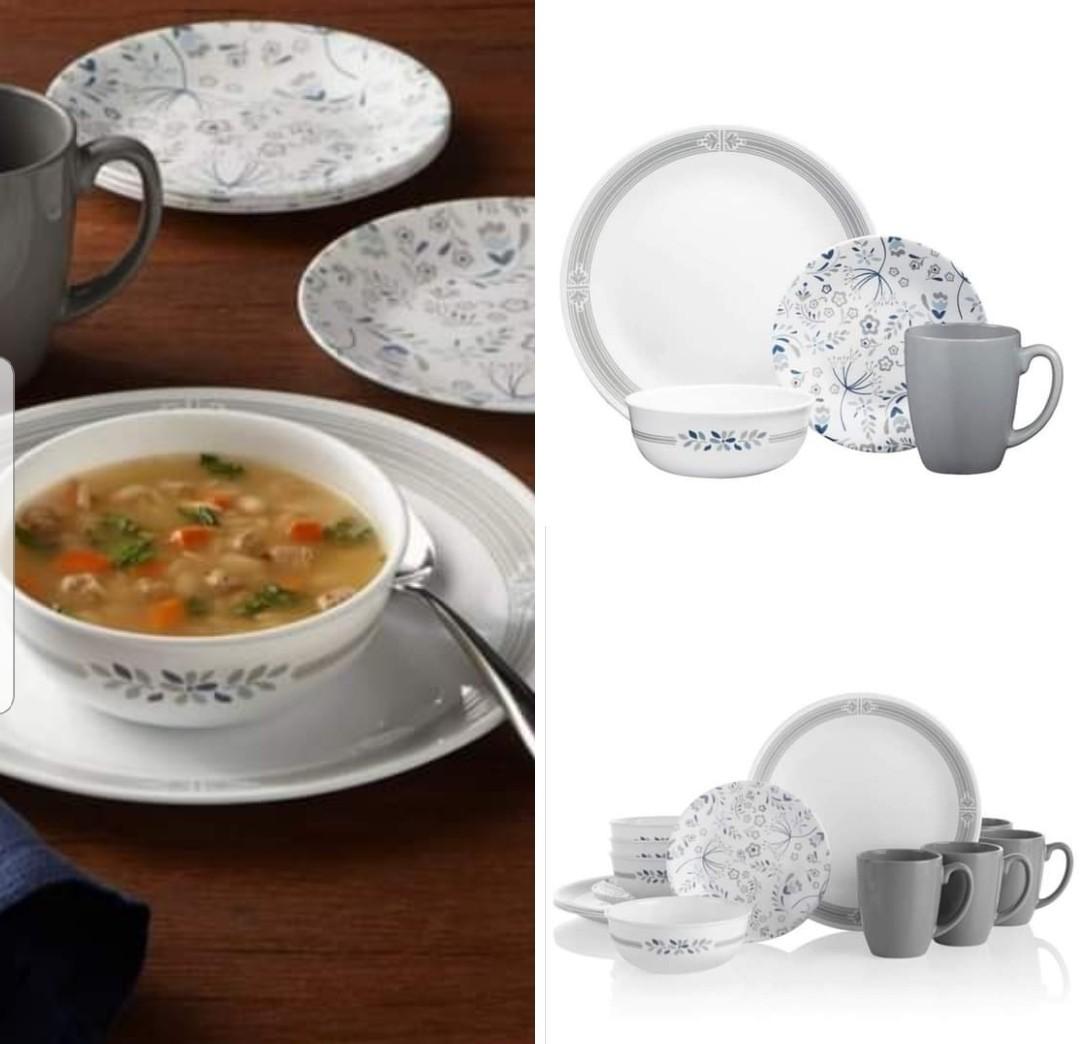 16-Piece Corelle Signature Praire Dinnerware Set in Gray, White 