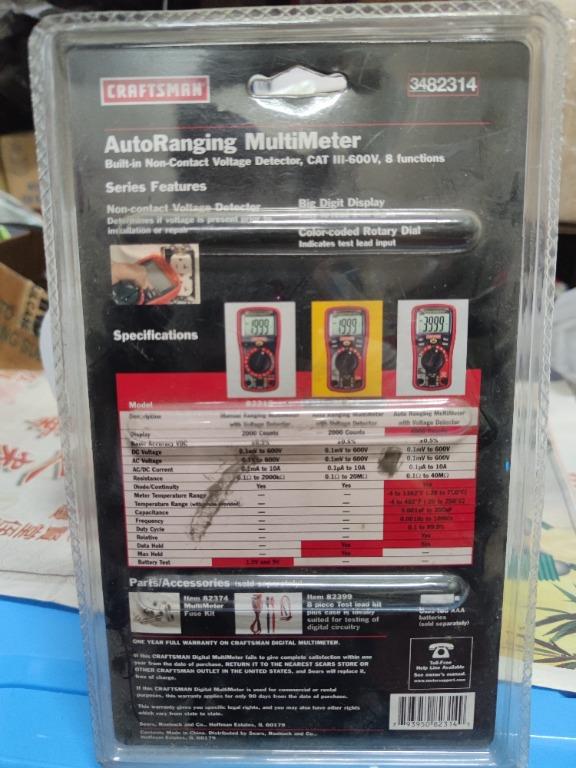 CRAFTSMAN 8 Function AutoRanging MultiMeter + NonContact Voltage