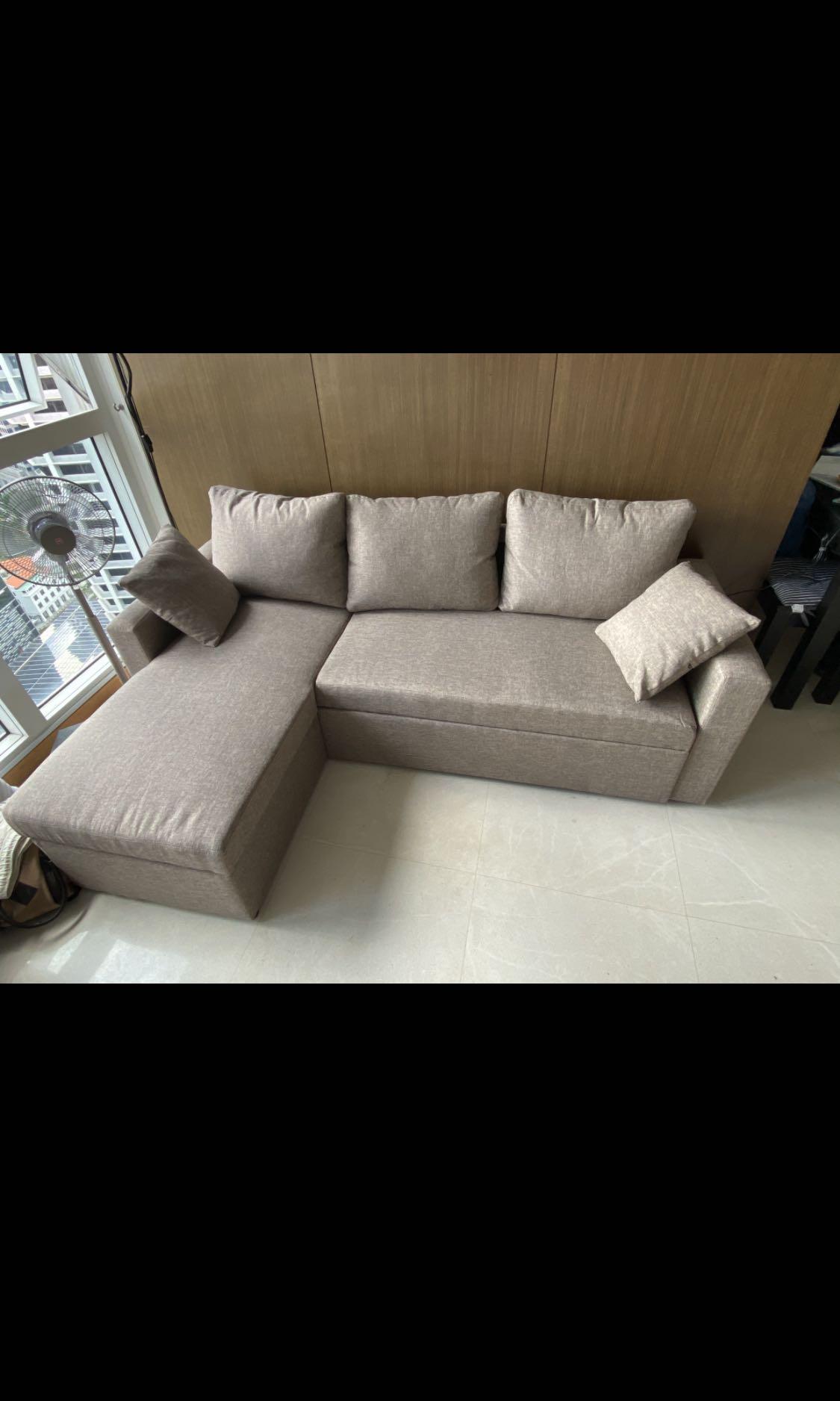 Custom made L Shape Sofa Bed with Storage, Furniture & Home Living