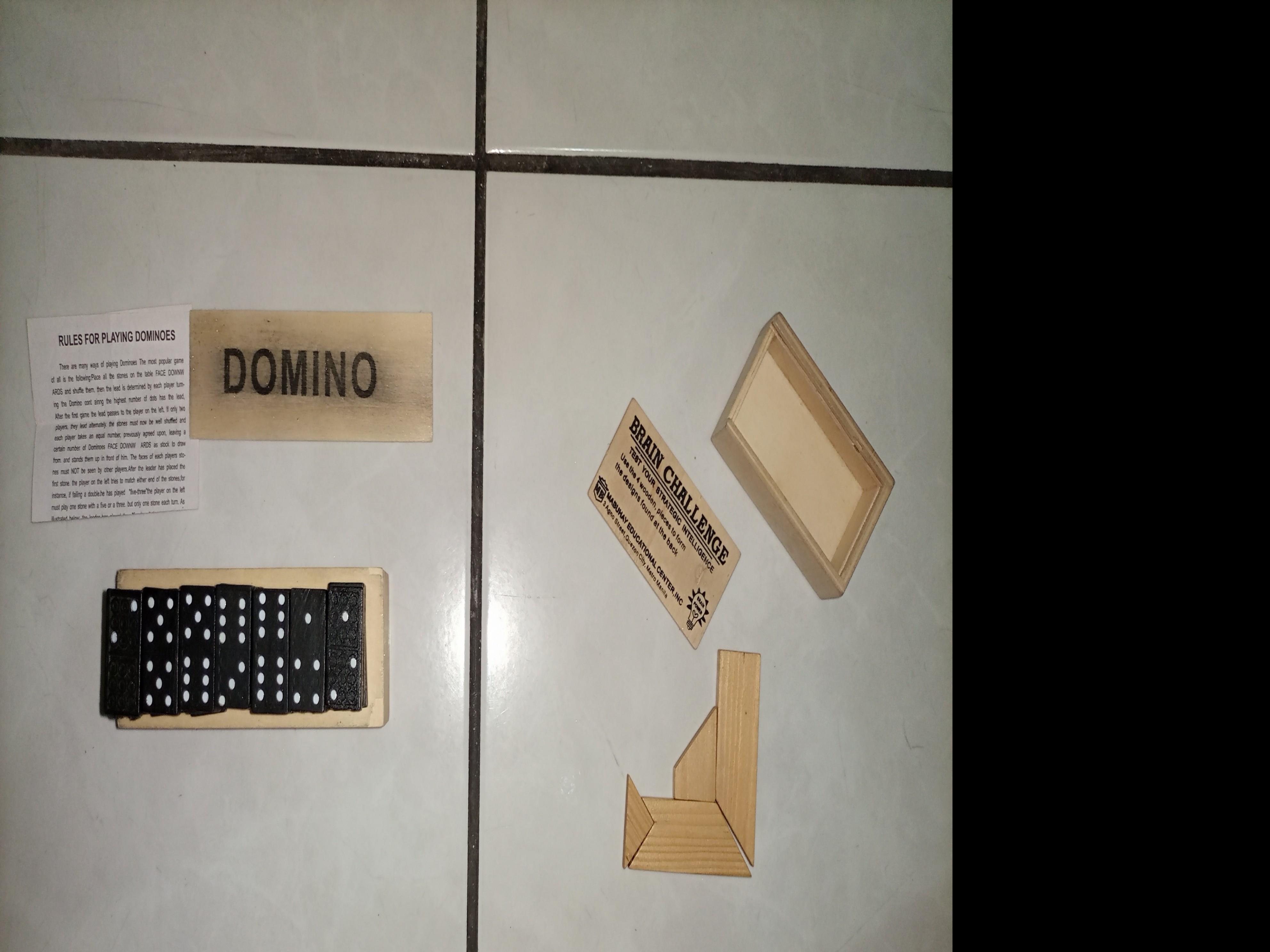 Domino and Brain Challenge toys (Category: Board Games & Puzzles) located in Quezon City. Submitted by vans_online_store (Listing ID 1079090402, Image 2). Description: Domino set and Brain Challenge toys 2nd hand but still in great condition 9/10 both toys rfs : Need funds to buy new school materials the domino comes with a wooden casing and instruction manual still negotiable Available for meet ups around cubao area Sf shouldered by the buyer.