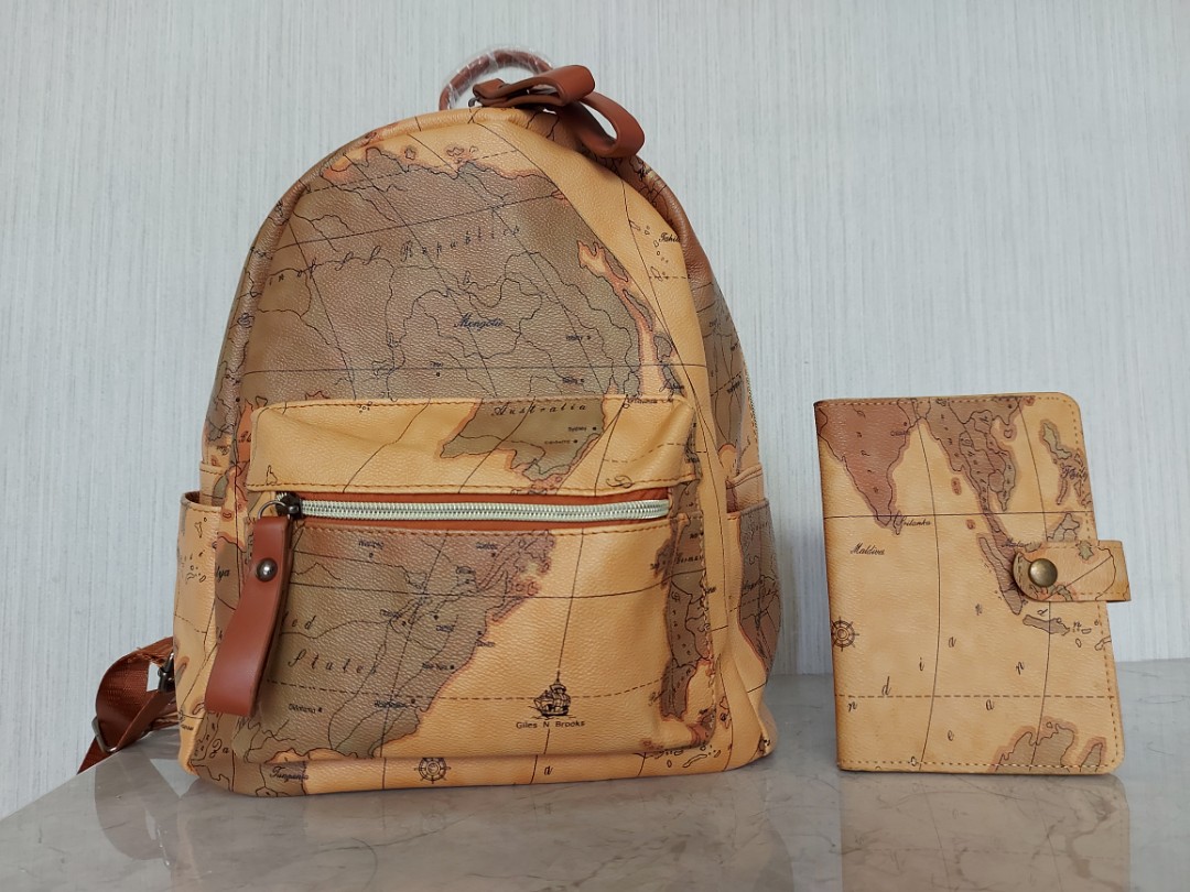 Giles n Brooks Map Backpack and Passport Holder Organizer Women s